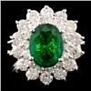 Image 1 : 14K Gold 1.60ct Emerald & 1.45ctw Diamond Ring