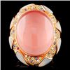 Image 1 : 18K Gold 10.00ct Rose Quartz & 0.27ct Diamond Ring