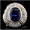 14K White Gold 4.38ct Sapphire & 1.56ct Diamond Ri