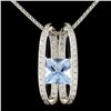 14K White Gold 3.50ct Aquamarine & 1.00ct Diamond