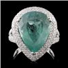 14K White Gold 8.23ct Tourmaline & 0.87ct Diamond