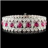 Image 1 : 14K Gold 21.50ct Ruby & 3.25ctw Diamond Bracelet