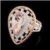 Image 2 : 14K Gold 3.72ct Morganite & 0.71ctw Diamond Ring