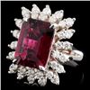 Image 2 : 14K Gold 5.85ct Tourmaline & 1.40ctw Diamond Ring
