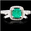 Image 1 : 18K White Gold 0.69ct Emerald & 0.41ct Diamond Rin