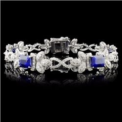 14K Gold 10.94ct Sapphire & 3.69ctw Diam Bracelet