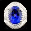 Image 1 : 18K Gold 8.30ct Tanzanite & 2.18ctw Diamond Ring