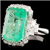 Image 2 : 18K Gold 9.32ct Emerald & 1.31ctw Diamond Ring