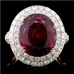 18K Gold 9.32ct Tourmaline & 2.16ct Diamond Ring