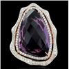 Image 1 : 14K Gold 17.57ct Amethyst & 0.98ct Diamond Ring