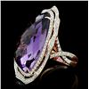 Image 2 : 14K Gold 17.57ct Amethyst & 0.98ct Diamond Ring