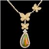 Image 2 : 18K Gold 3.72ct Opal & 3.03ctw Diamond Necklace