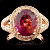 Image 1 : 14K Gold 3.61ct Tourmaline & 0.82ctw Diamond Ring