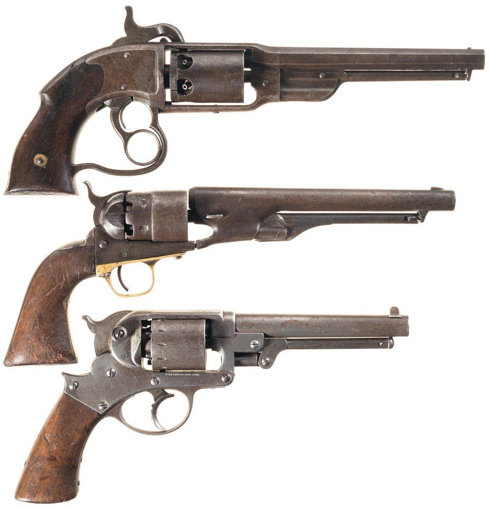 Three Civil War Era Percussion Revolvers -A) Savage Revolving Firearms ...