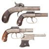 Image 2 : Four Antique Pocket Pistols -A) Very Rare J. P. Lindsay Double Barrel Percussion Pistol