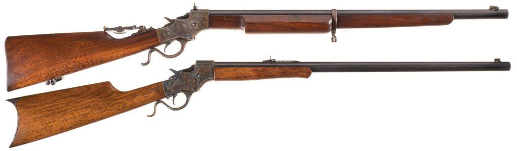 Two Stevens Falling Block Single Shot Rifles -A) Stevens No. 414 ...
