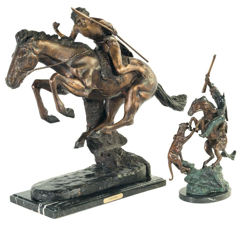 Two Western Themed Bronze Statues