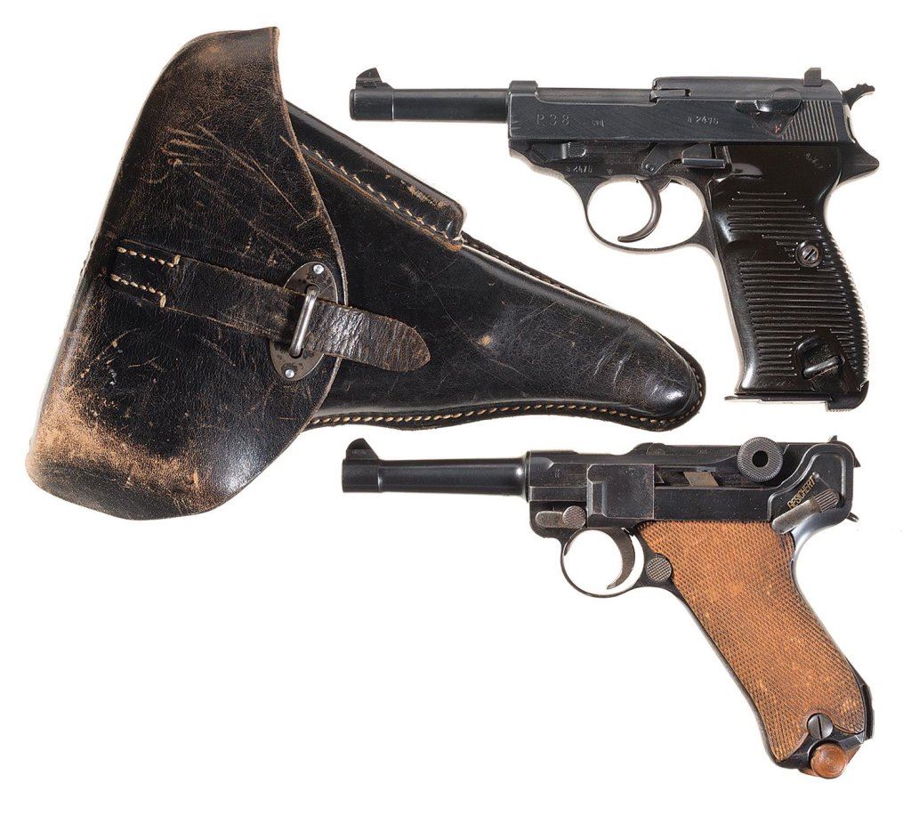 Two SemiAutomatic Pistols A) SpreewerkeP38 Pistol with Holster