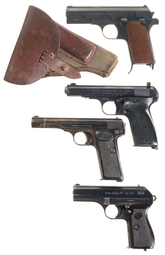 Four Semi Automatic Pistols A Hungarian P Mod 37 Jhv 41 Code Pistol With Nazi Markings And Hols