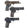 Image 2 : Three Fabrique Nationale Semi-Automatic Pistols with Holsters -A) FN Model 1900 Pistol with Scarce E