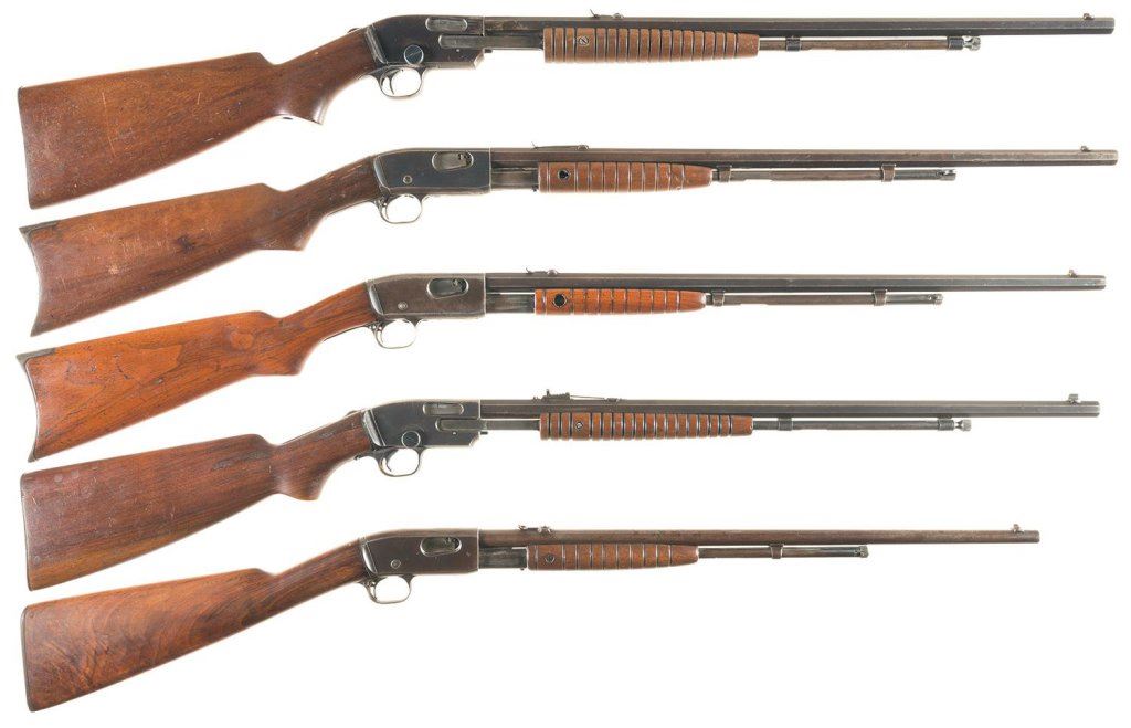 Five Sporting Slide Action Rifles A) Savage Model 1914 Rifle