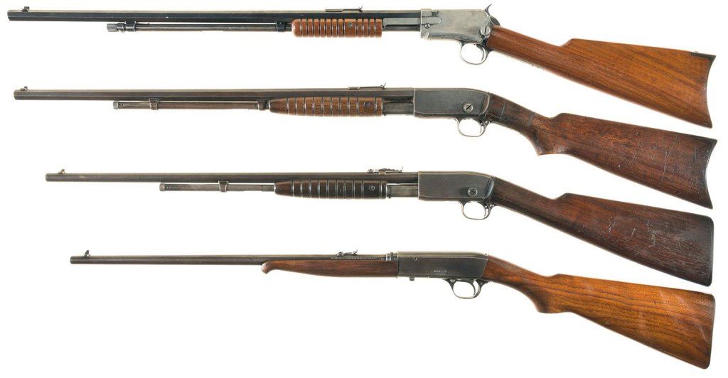Four Sporting Rifles -A) Winchester Model 1890 Slide Action Rifle with ...