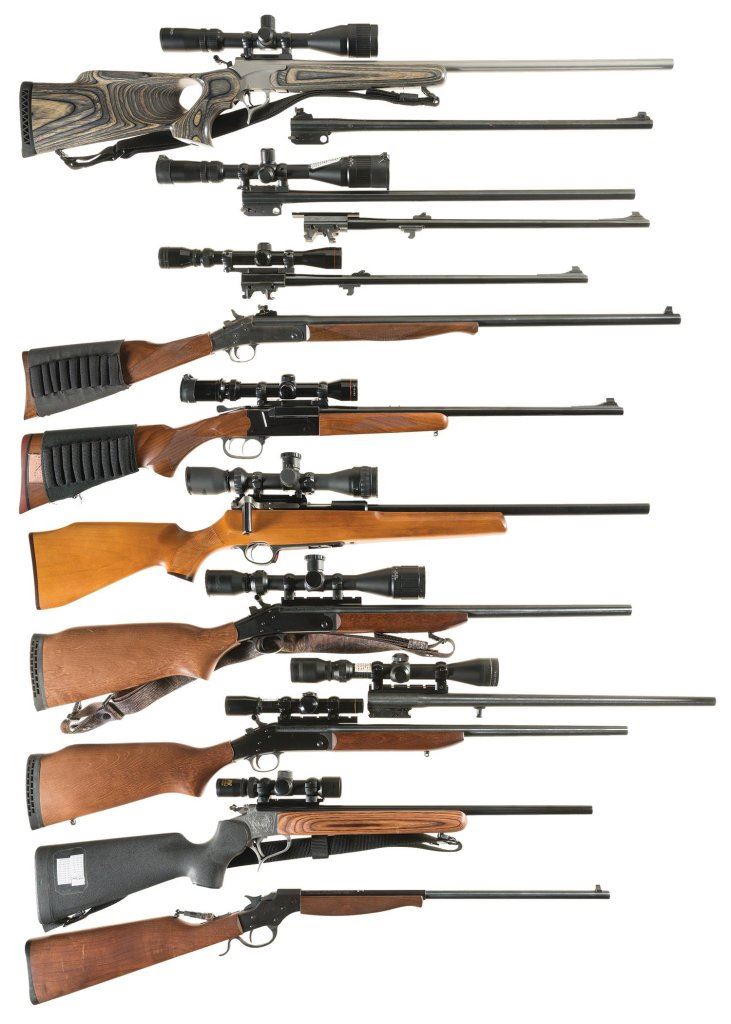 Eight Sporting Rifles -A) Thompson Center Arms Encore Model Single Shot ...
