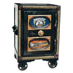 Heavy Steel Sargent & Greenleaf Safe with Union Pacific Decoration