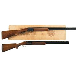 Two Engraved Savage Over/Under Shotguns -A) Savage Model 444B 20 Gauge Shotgun with Box