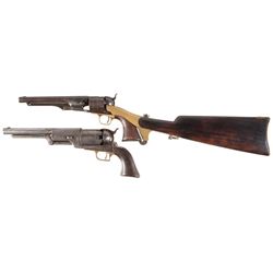 Two Percussion Revolvers -A) Civil War U.S. Colt Model 1860 Army Percussion Revolver with Stock