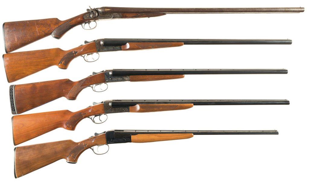 Five Double Barrel Shotguns A) Crescent Firearms "Lakeside" Hammer Shotgun