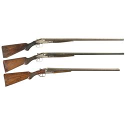 Three Double Barrel Hammerless Shotguns -A) Engraved L.C. Smith No. 2 Grade Shotgun
