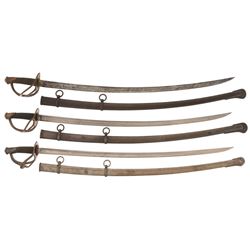 Three 1840 Pattern Cavalry Swords with Scabbards