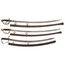 Three U.S. Cavalry Swords with Scabbards, Including a N. Starr Sword