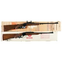 Two Ruger Single Shot Falling Block Rifles with Boxes -A) Ruger No. 1 Medium Sporter Rifle