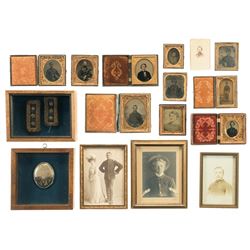 Grouping of Daguerreotypes Photographs and U.S. Military Uniform Items