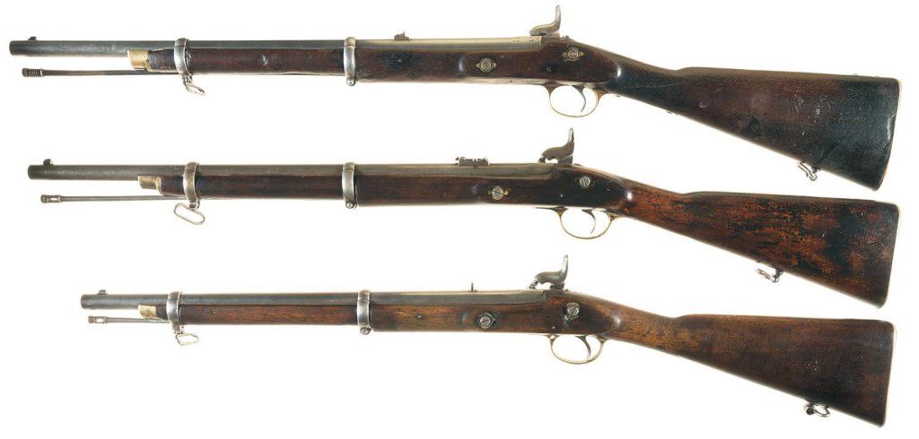 Three English Percussion Musketoons -A) 1862 Dated Enfield Musketoon