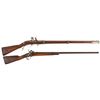 Image 1 : Two Antique Long Guns -A) Harper's Ferry Model 1819 Hall Breech Loading Flintlock Rifle with "H.S." 