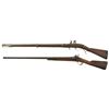 Image 2 : Two Antique Long Guns -A) Harper's Ferry Model 1819 Hall Breech Loading Flintlock Rifle with "H.S." 