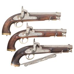 Three Replica English Percussion Pistols -A) Enfield India Service Pistol