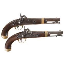 Two Henry Aston U.S. Martial Percussion Pistols -A) H. Aston Model 1842 Pistol