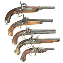 Five Muzzle Loading Pistols -A) Unknown Copy of a European Percussion Pistol