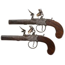 Pair of J. Schirer Marked Turn Off Box Lock Pistols -A) Schirer Flintlock Pistol