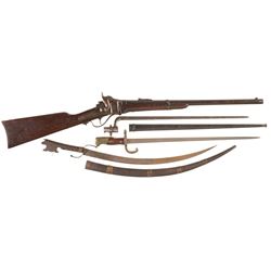 Sharps New Model Conversion Carbine with Sword and Two Bayonets