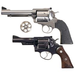 Two Ruger Revolvers -A) Ruger New Model Blackhawk Bisley Single Action Revolver with Second Cylinder