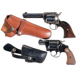 Two Colt Revolvers with Holsters -A) Colt Peacemaker 22 Single Action Revolver