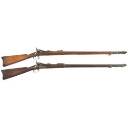 Collector's Lot of Two U.S. Springfield Trapdoor Rifles with Ramrod Bayonets -A) Rare Springfield Mo