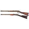 Image 2 : Two Antique Carbines -A) Winchester Model 1873 Lever Action Saddle Ring Carbine