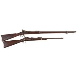 Two U.S. Springfield Trapdoor Rifles -A) Springfield Model 1888 Rifle with Ramrod Bayonet