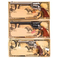Three Cimarron Single Action Revolvers with Boxes -A) Cimarron U.S. 7th Cavalry Custer Revolver